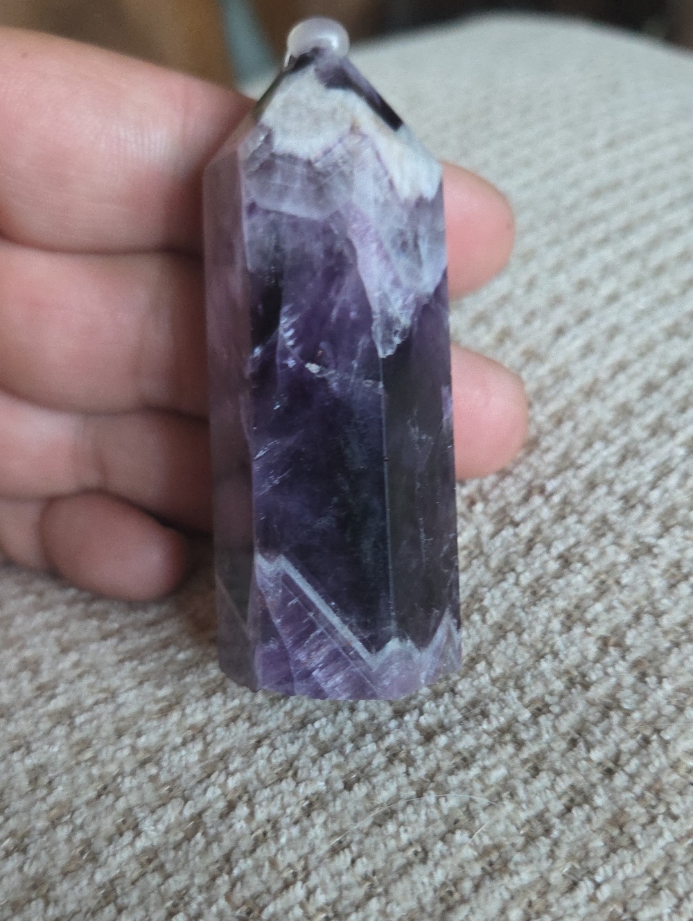 Chevron Amethyst Crystal Point  - Purple Gemstone